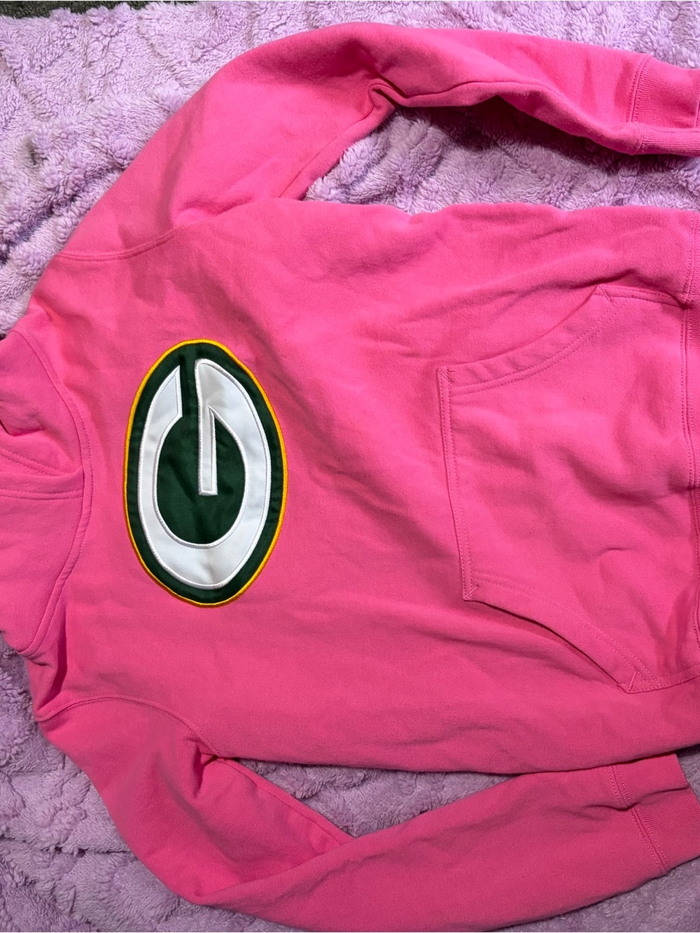 NFL Pink Crewneck Sweatshirt with Green & White Logo